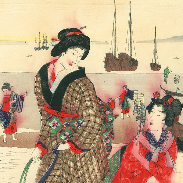 Twelve Months of Customs and Manners in Edo: March, Gathering Shells - Chikanobu, 1890