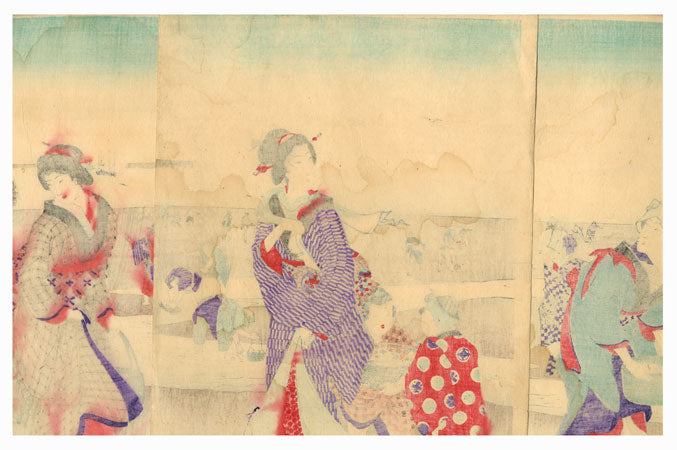 Twelve Months of Customs and Manners in Edo: March, Gathering Shells - Chikanobu, 1890
